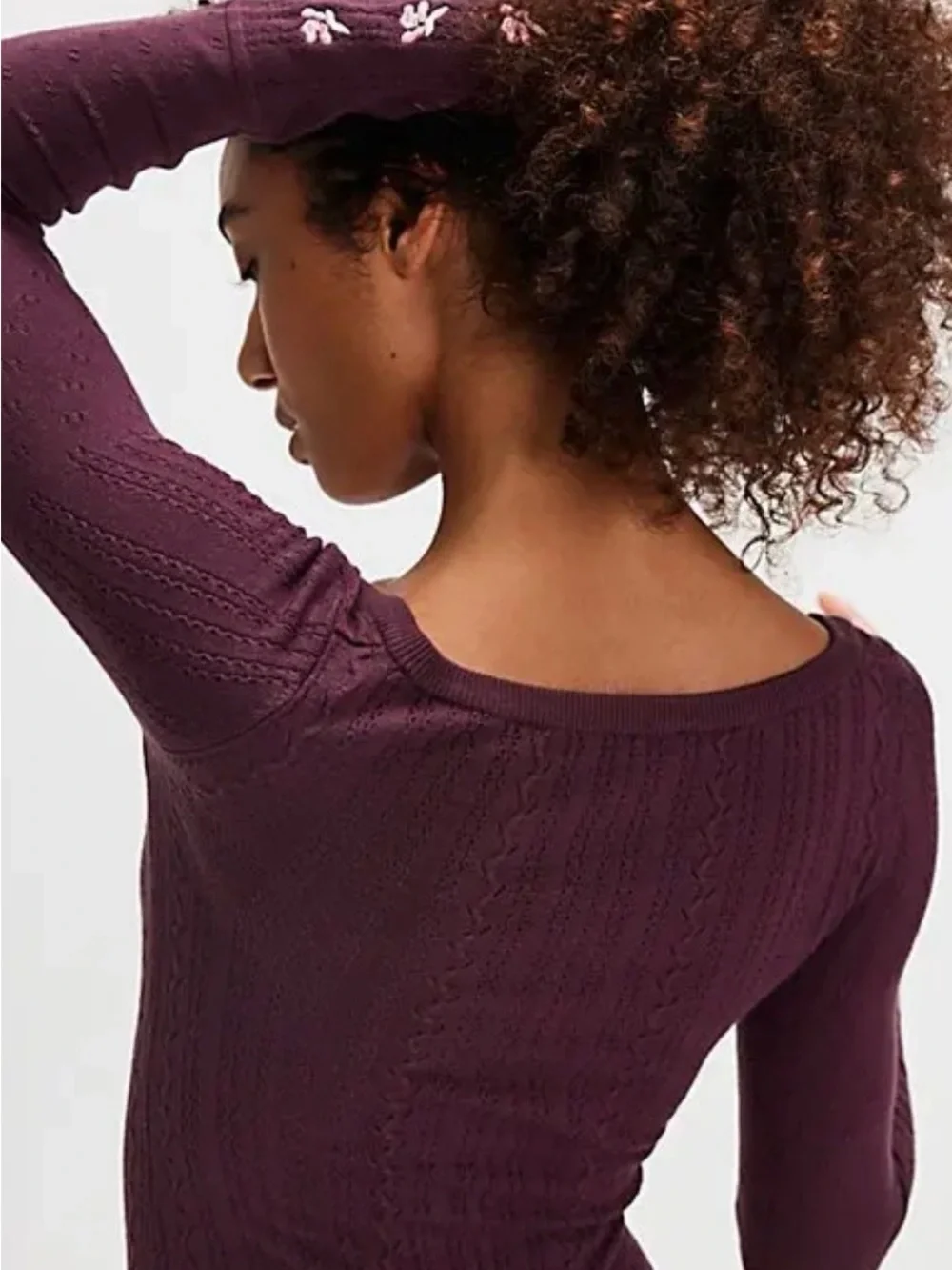 Free People Cable-Knit Scoop Neck Body Suit